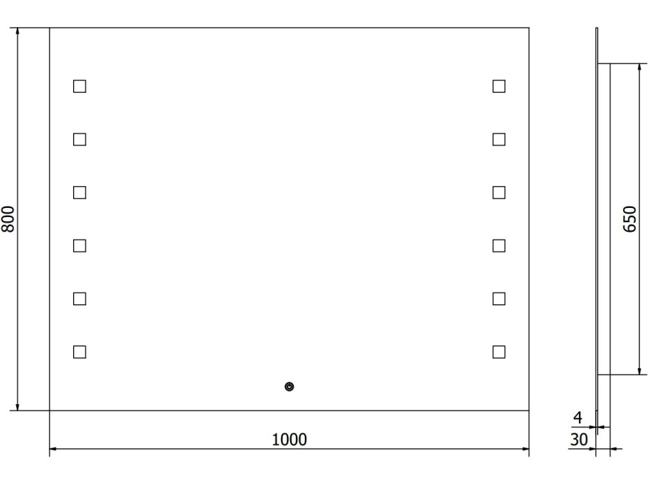Obdélníkové zrcadlo MEXEN NER 100x80 cm - s LED podsvícením a vyhříváním, 9809-100-080-611-00