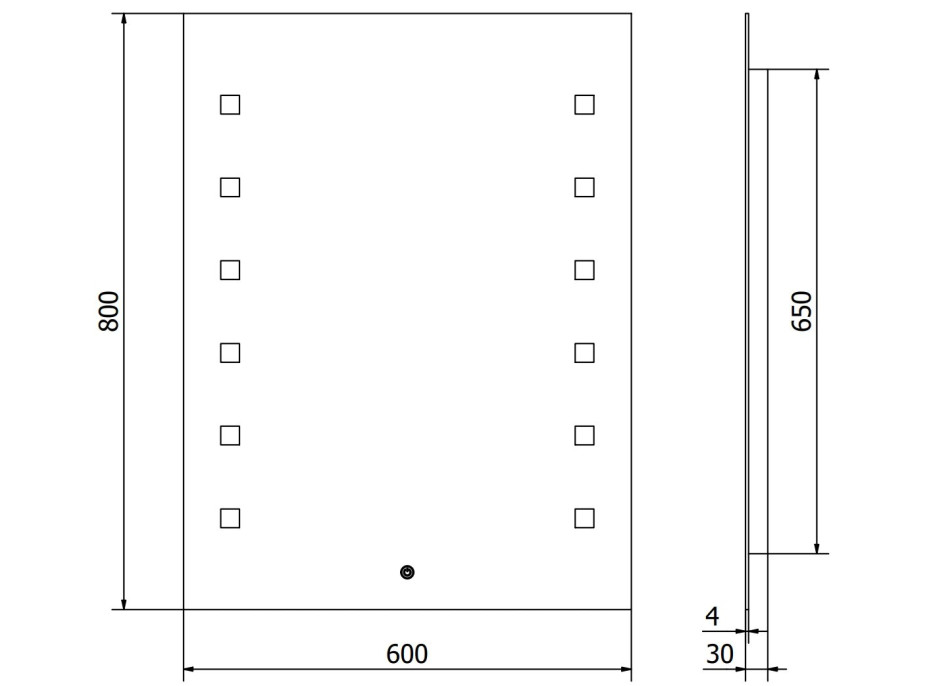 Obdélníkové zrcadlo MEXEN NER 60x80 cm - s LED podsvícením a vyhříváním, 9809-060-080-611-00