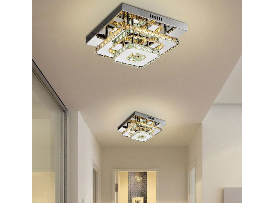 Křišťálová stropní lampa Plafond LED 24W čtvercová APP409-C APP410-C