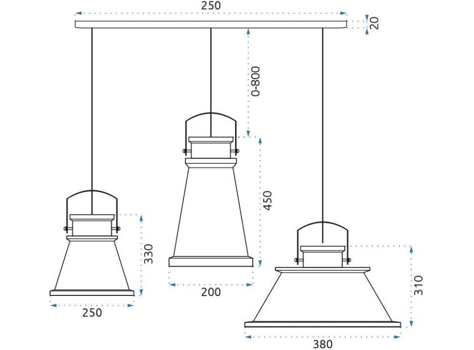 Stropní svítidlo ASTI set A, B, C - černé - kulatá základna