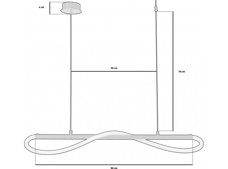 Stropní LED svítidlo CURVE - 60W - černé