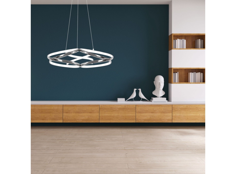 Stropní LED svítidlo HALO 120W - chromové + ovladač