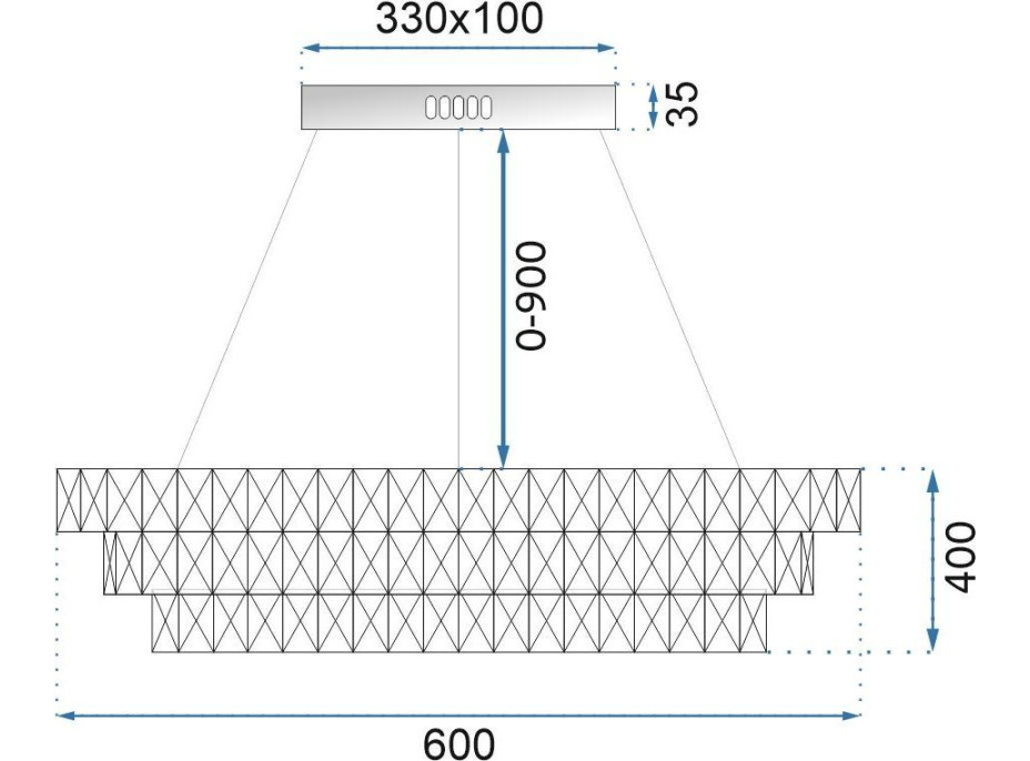 Stropní LED křišťálové svítidlo BAWLER - 148W - chromové - s ovladačem