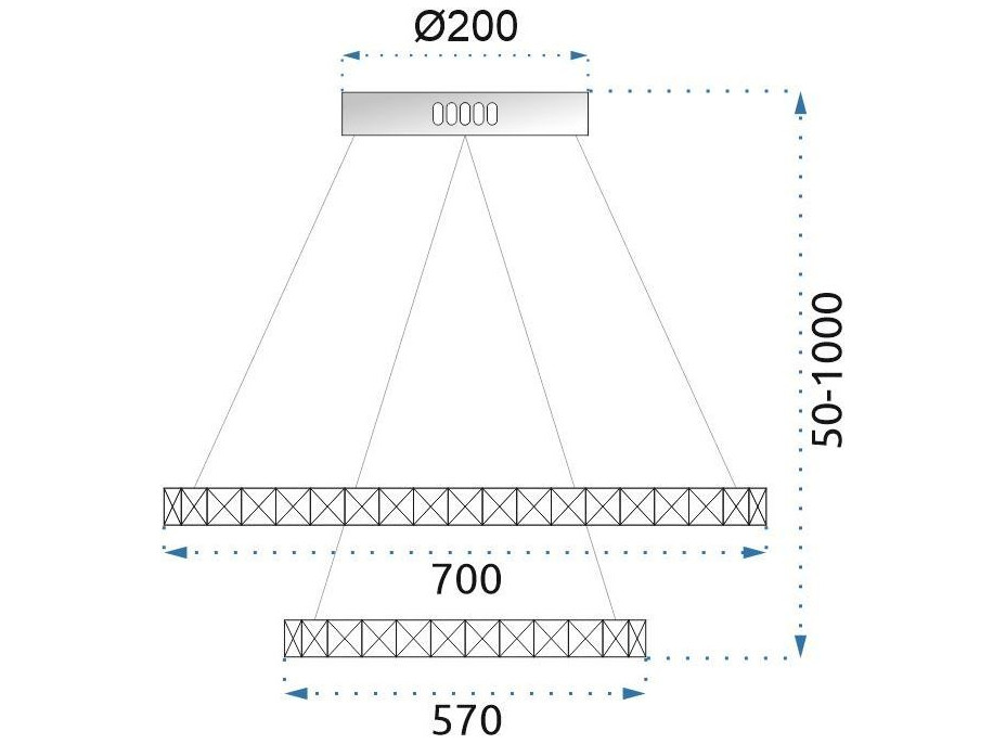 Stropní LED křišťálové svítidlo MATRIX - 114W - chromové - s ovladačem