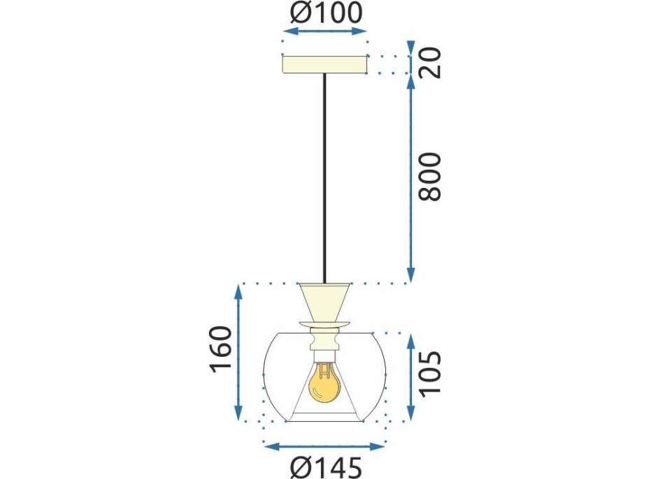 Stropní svítidlo FUNNEL - kov/sklo - zlaté