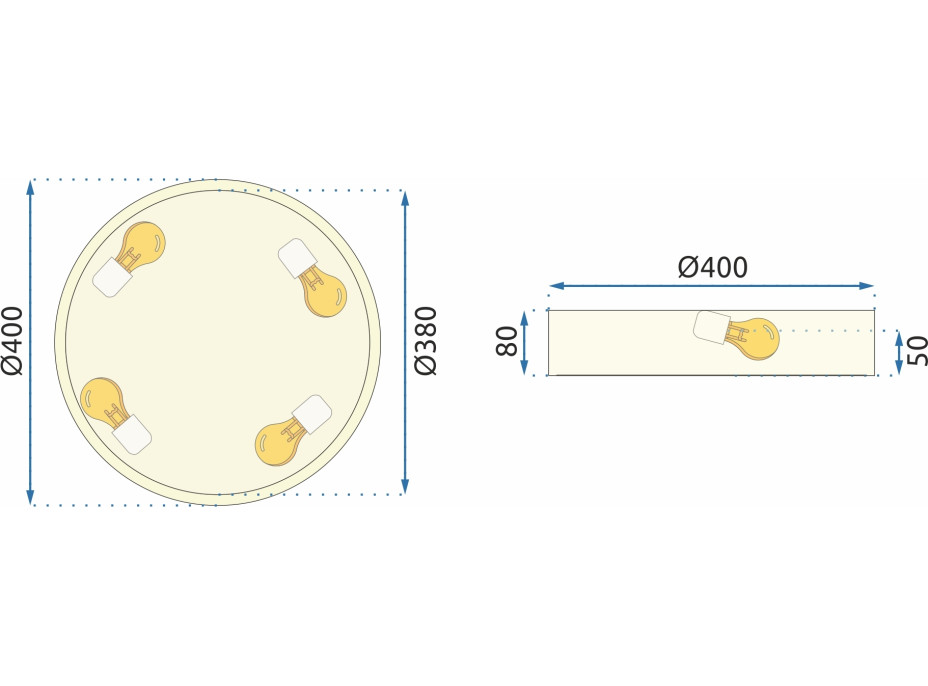 Stropní svítidlo COLE round - 40x40x8 cm - zlaté