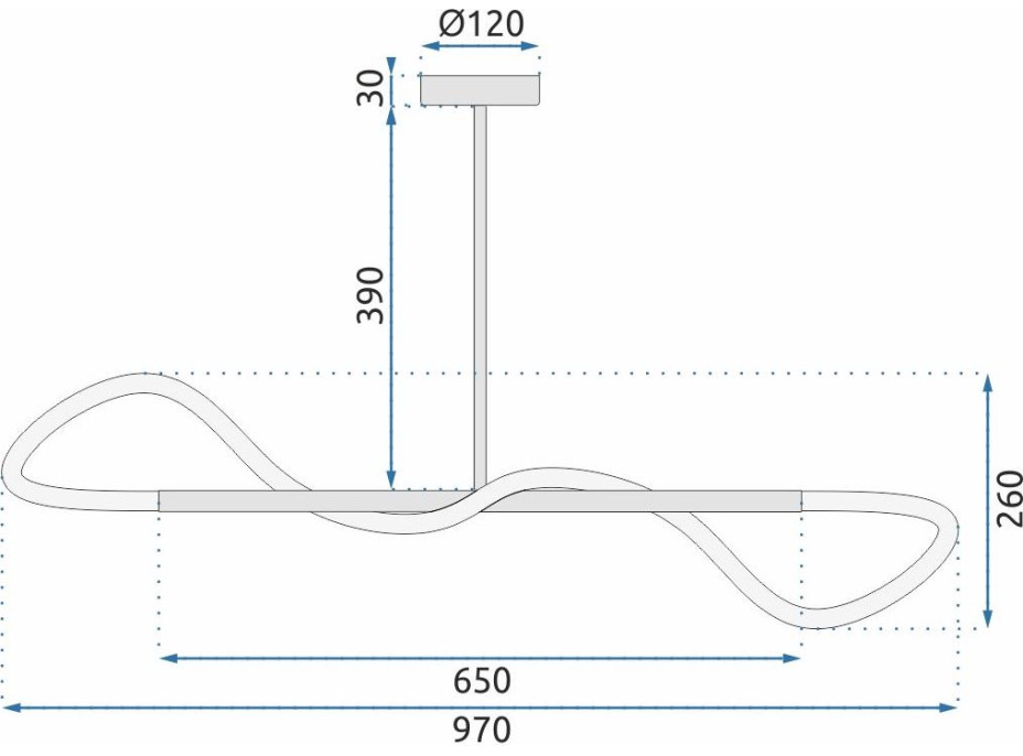 Stropní LED svítidlo CURVE long - 40W - černé