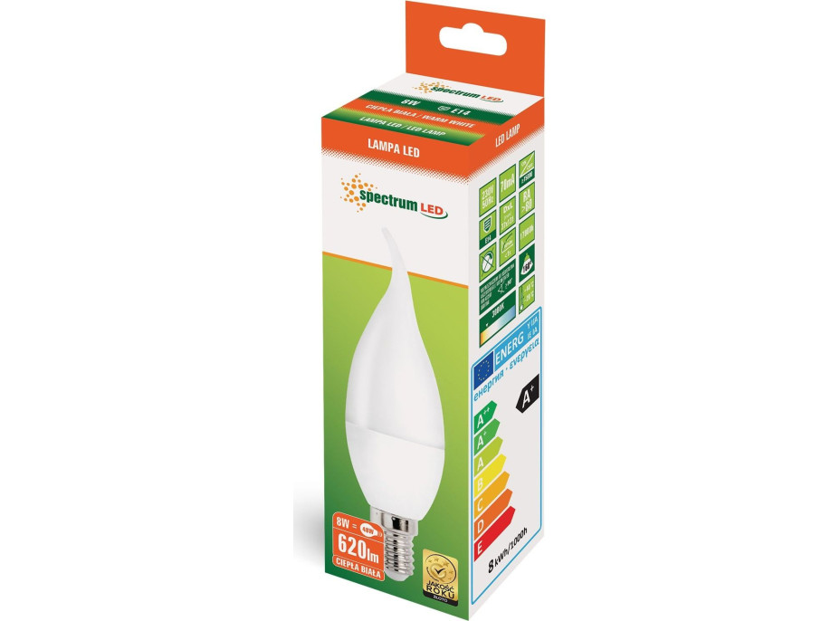 Žárovka E14 - LED candle - 8W - 710lm - 3000K