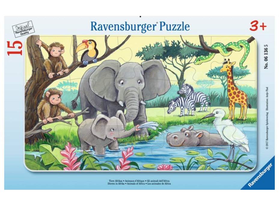 RAVENSBURGER Puzzle Africká zvířata 15 dílků