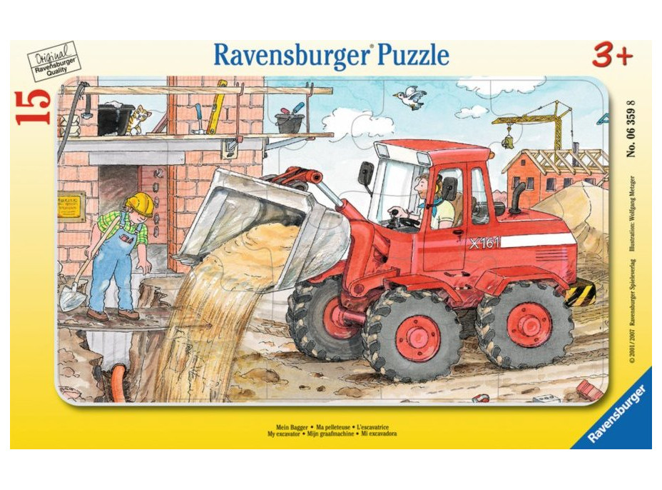 RAVENSBURGER Puzzle Práce s bagrem 15 dílků