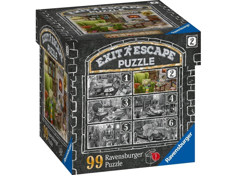 RAVENSBURGER Únikové EXIT puzzle Strašidelné sídlo 2: V obývacím pokoji 99 dílků