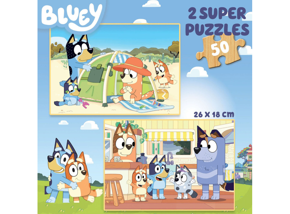 EDUCA Dřevěné puzzle Bluey 2x50 dílků