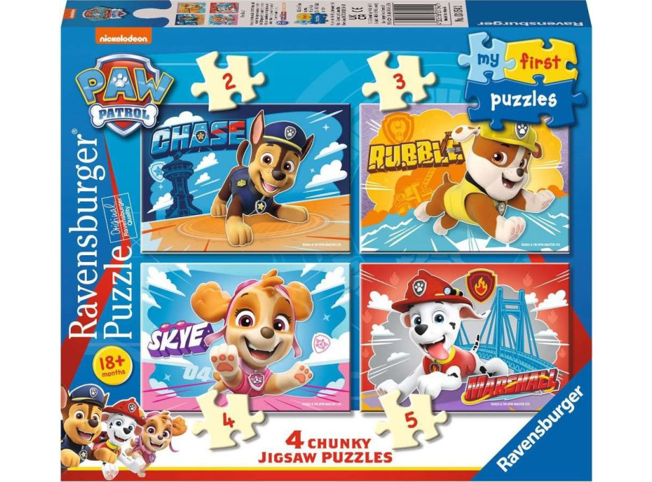 RAVENSBURGER Moje první puzzle Tlapková patrola 4v1 (2,3,4,5 dílků)