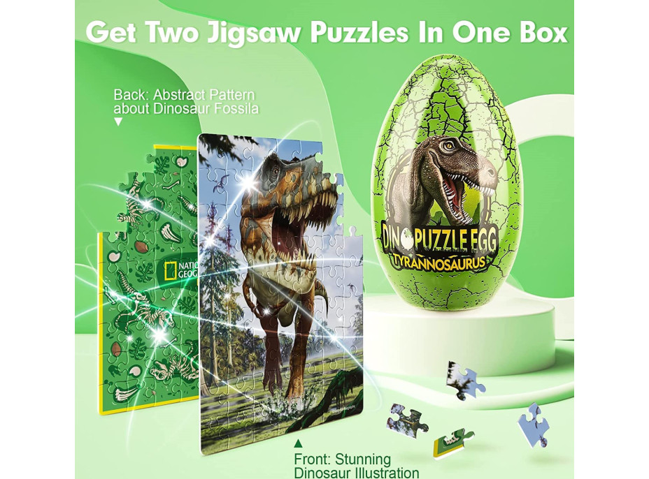 CUBICFUN Oboustranné puzzle ve vejci National Geographic: Tyrannosaurus Rex 63 dílků