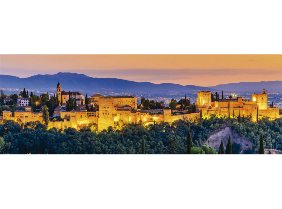 EDUCA Panoramatické puzzle Západ slunce ve Španělsku: Alhambra, Granada 1000 dílků