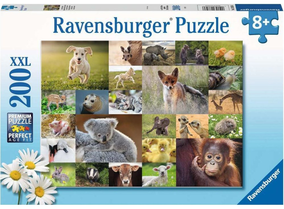 RAVENSBURGER Puzzle Koláž zvířecích mláďat XXL 200 dílků
