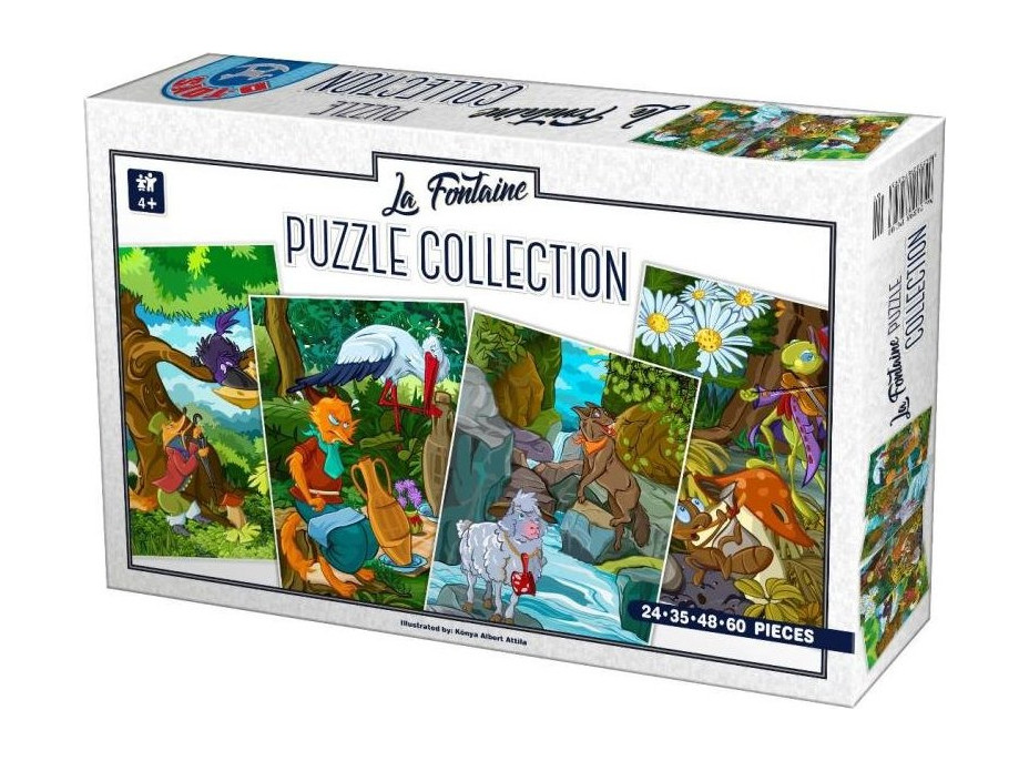 D-TOYS Puzzle La Fontainovy bajky 4v1 (24,35,48,60 dílků)