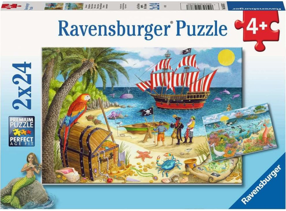 RAVENSBURGER Puzzle Piráti a mořské víly 2x24 dílků