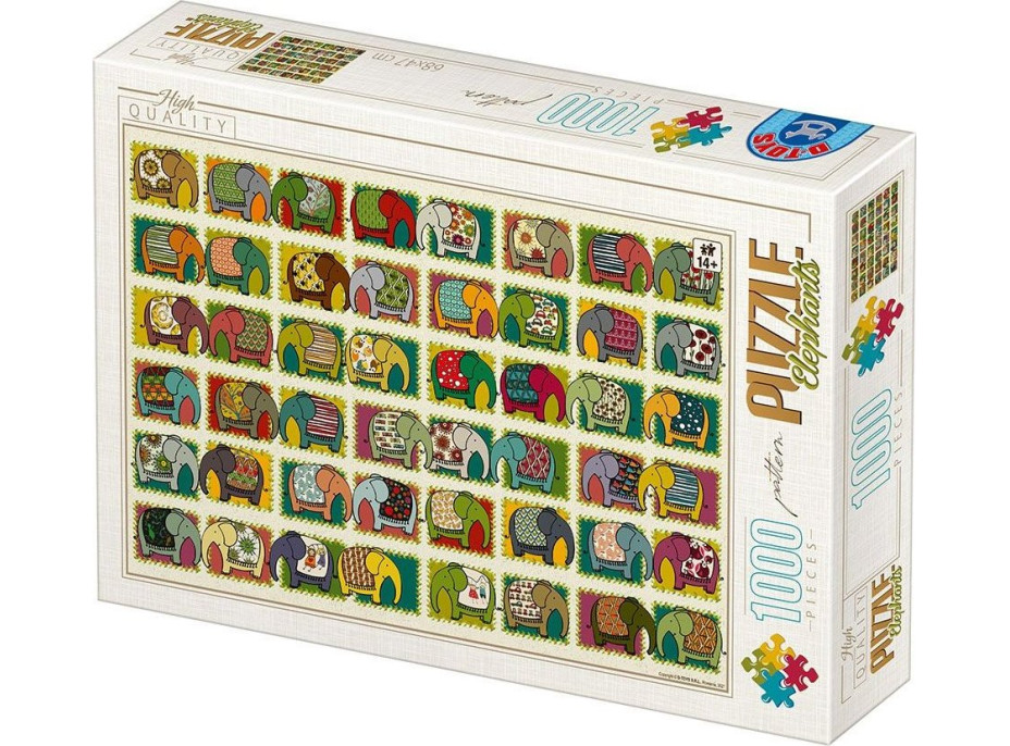 D-TOYS Puzzle Vzorník: Sloni 1000 dílků