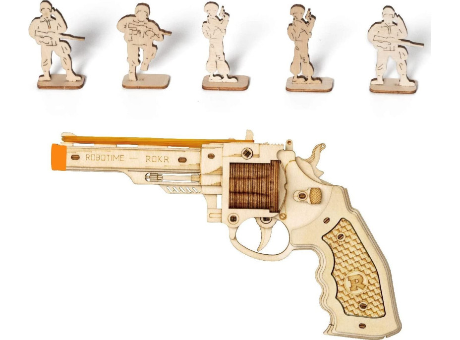 ROBOTIME Rokr 3D dřevěné puzzle Revolver Corsac M60 102 dílků