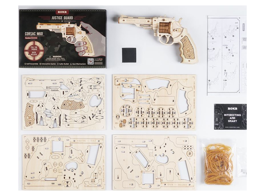 ROBOTIME Rokr 3D dřevěné puzzle Revolver Corsac M60 102 dílků