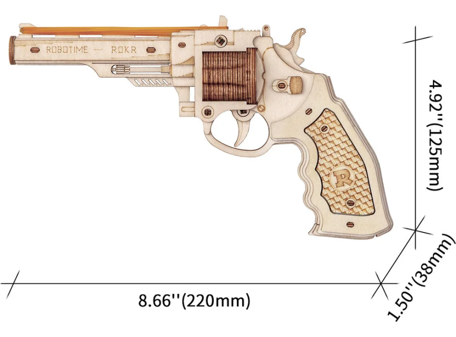 ROBOTIME Rokr 3D dřevěné puzzle Revolver Corsac M60 102 dílků