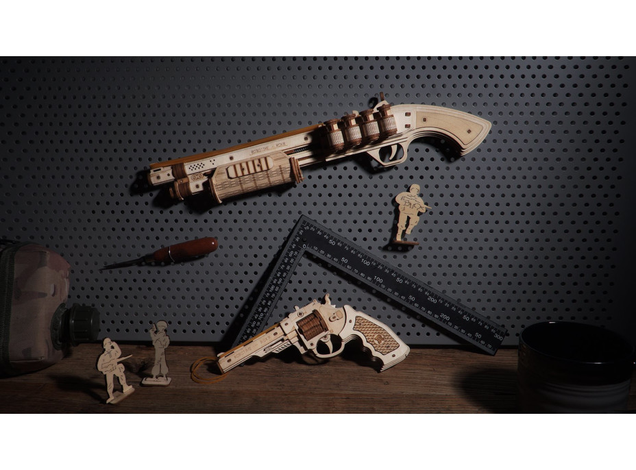 ROBOTIME Rokr 3D dřevěné puzzle Revolver Corsac M60 102 dílků