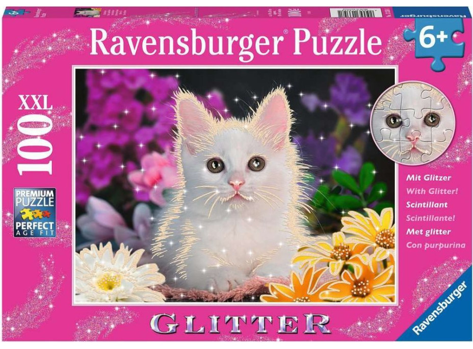 RAVENSBURGER Třpytivé puzzle Kočka XXL 100 dílků