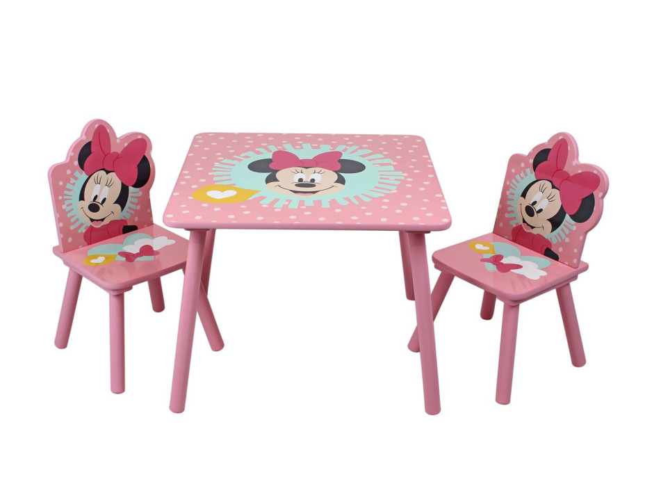 Dětský stoleček se 2 židličkami Myška Minnie - růžový