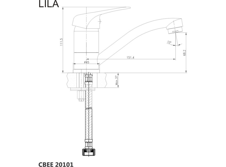 Kuchyňská dřezová baterie LILA - ramínko 17 cm - chromová