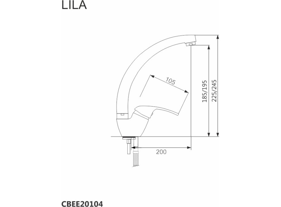 Kuchyňská dřezová baterie LILA - 24,5 cm - chromová