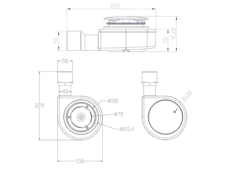 Sifon pro sprchovou vaničku, pr. 90 mm