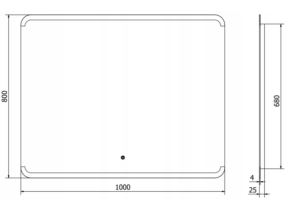 Obdélníkové zrcadlo MEXEN NIDA 100x80 cm - s LED podsvícením a vyhříváním, 9806-100-080-611-00