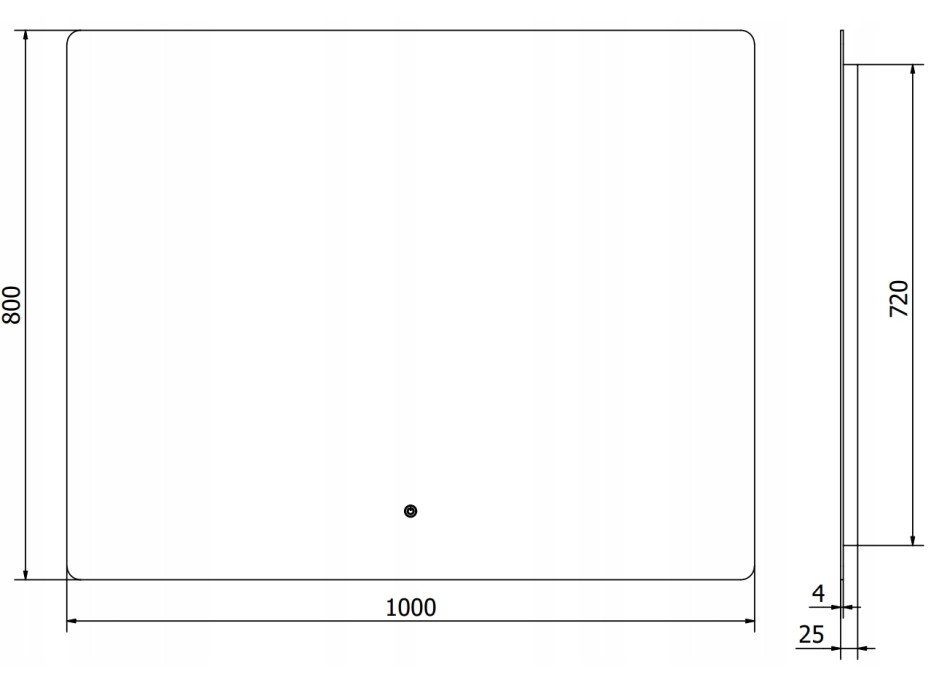 Obdélníkové zrcadlo MEXEN SUN 100x80 cm - s LED podsvícením a vyhříváním, 9807-100-080-611-00
