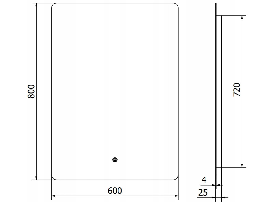 Obdélníkové zrcadlo MEXEN SUN 60x80 cm - s LED podsvícením a vyhříváním, 9807-060-080-611-00