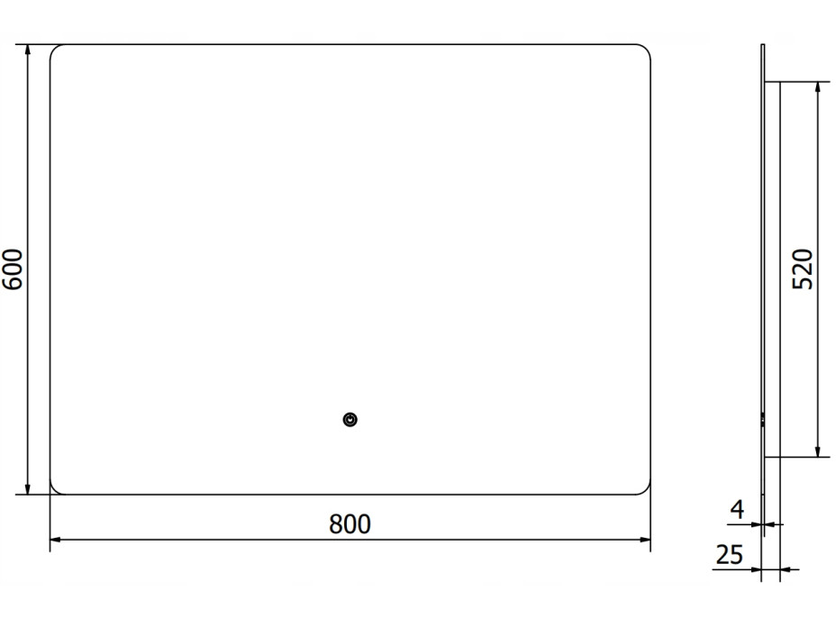 Obdélníkové zrcadlo MEXEN SUN 80x60 cm - s LED podsvícením a vyhříváním, 9807-080-060-611-00
