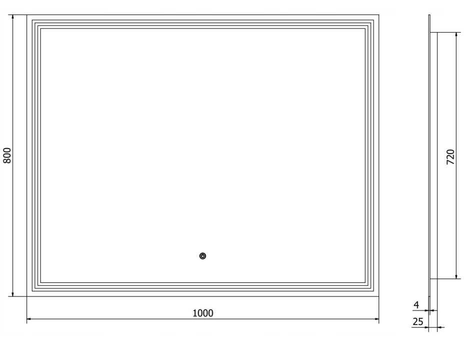 Obdélníkové zrcadlo MEXEN TACO 100x80 cm - s LED podsvícením a vyhříváním, 9805-100-080-611-00