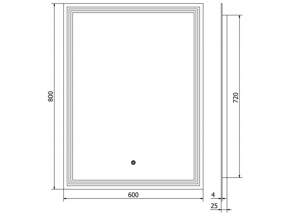 Obdélníkové zrcadlo MEXEN TACO 60x80 cm - s LED podsvícením a vyhříváním, 9805-060-080-611-00