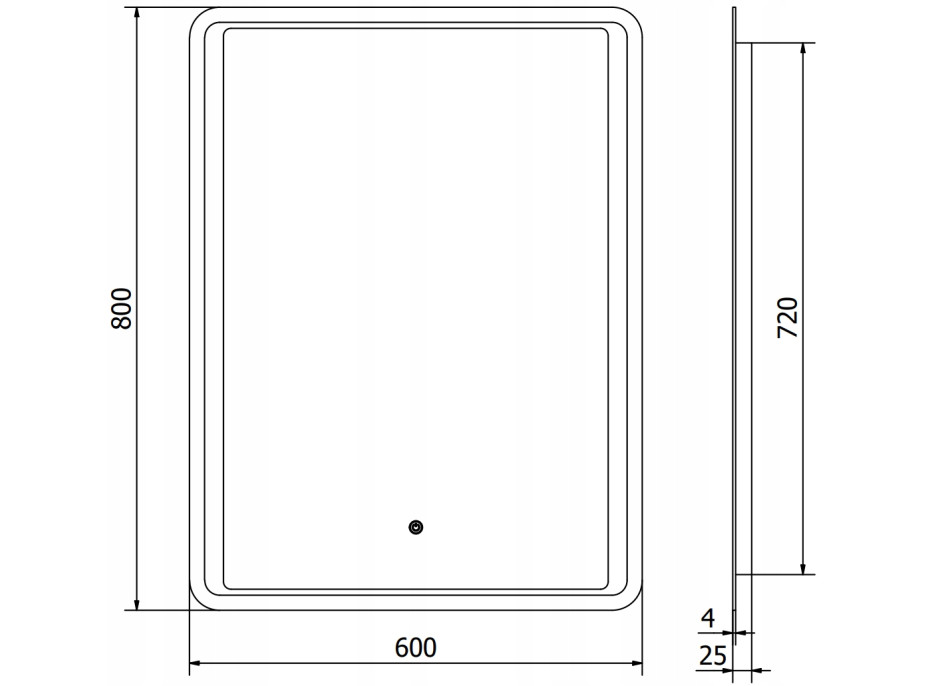 Obdélníkové zrcadlo MEXEN ZUSA 60x80 cm - s LED podsvícením a vyhříváním, 9808-060-080-611-00