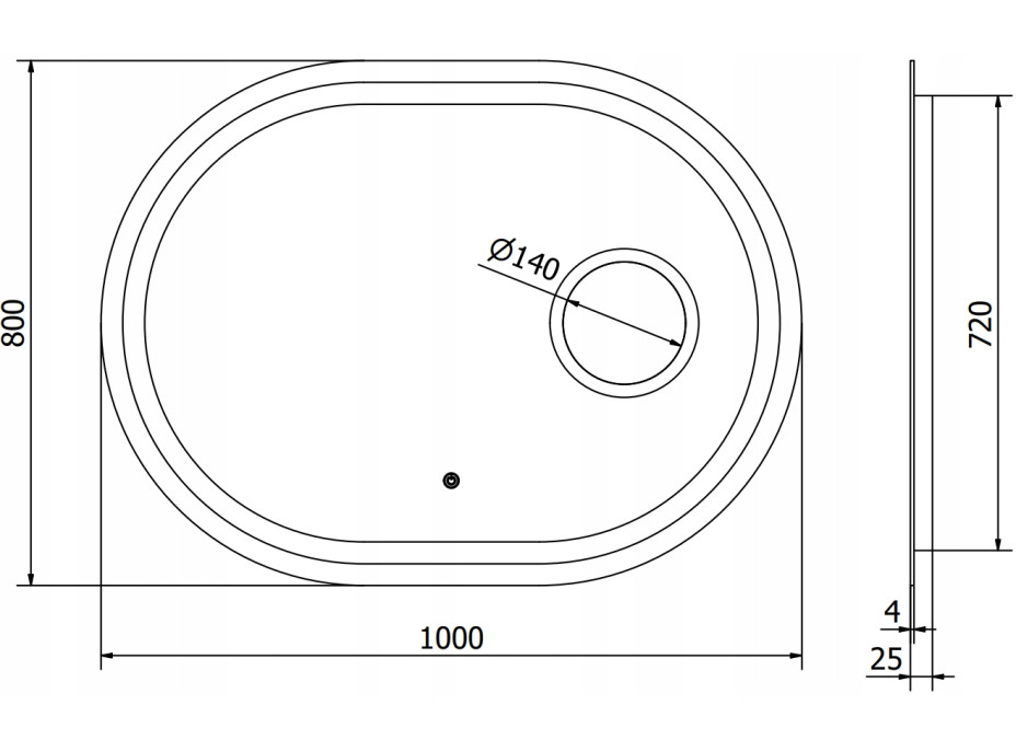 Oválné zrcadlo MEXEN UMBA 100x80 cm - s LED podsvícením, zvětšovací lupou a vyhříváním, 9822-100-080-611-00