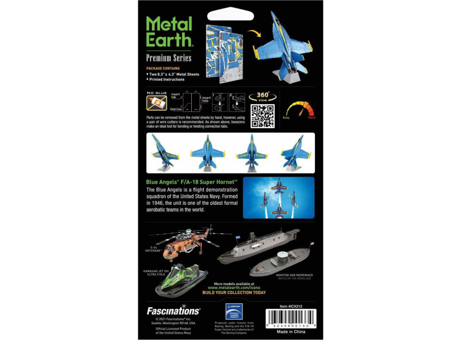 METAL EARTH 3D puzzle F,A-18 Super Hornet - Blue Angels (ICONX)