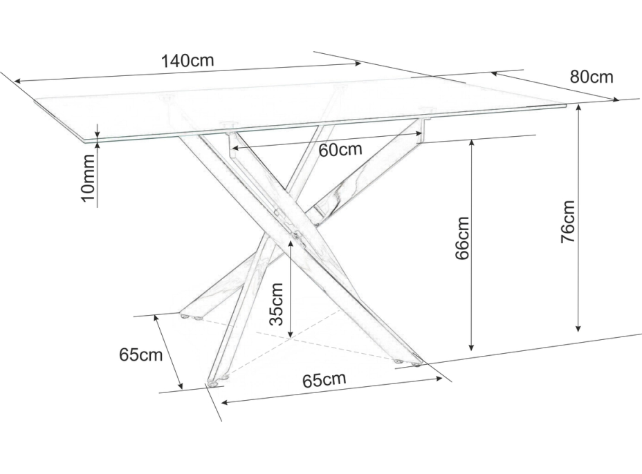 Jídelní stůl ALTAIR II 140x80 - tvrzené sklo - sklo/chrom