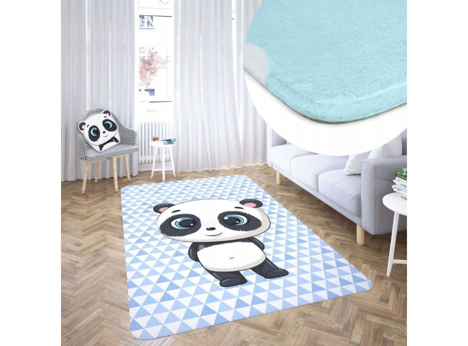 Dětský pěnový koberec PANDA trojúhelníky - 120x160 cm - modrý