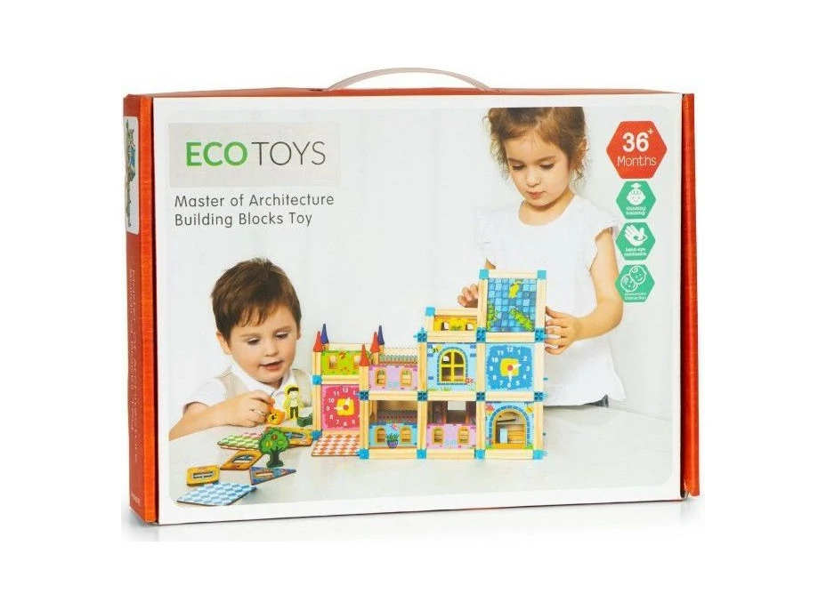 ECOTOYS Dřevěné kostky Domeček