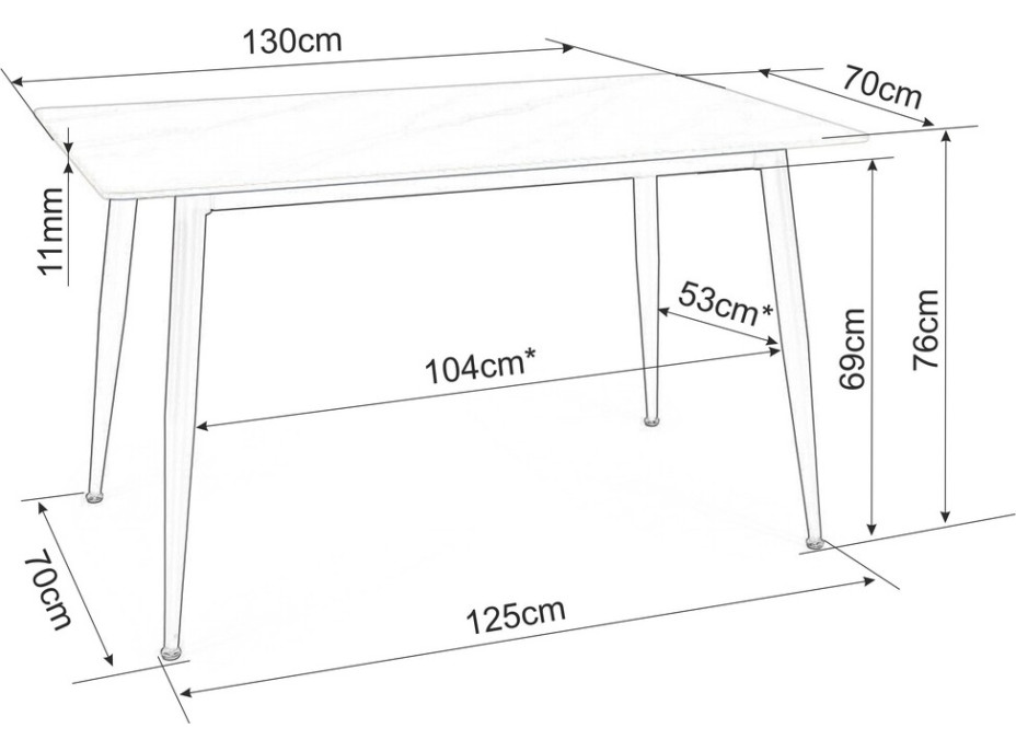 Jídelní stůl REAGAN 130x70 - bílý mramor/černý