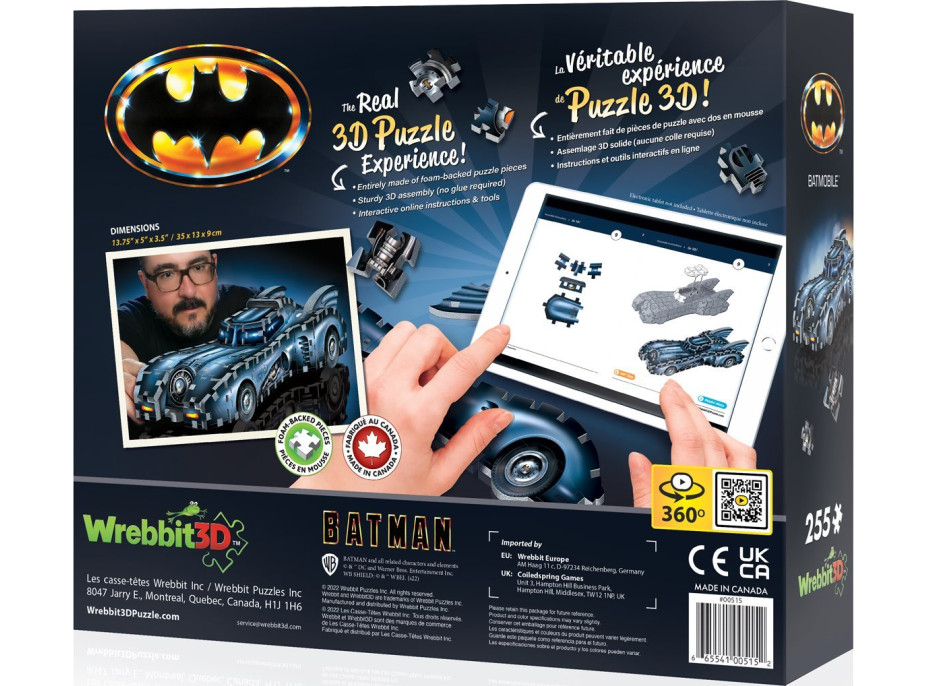 WREBBIT 3D puzzle Barman: Batmobil 255 dílků