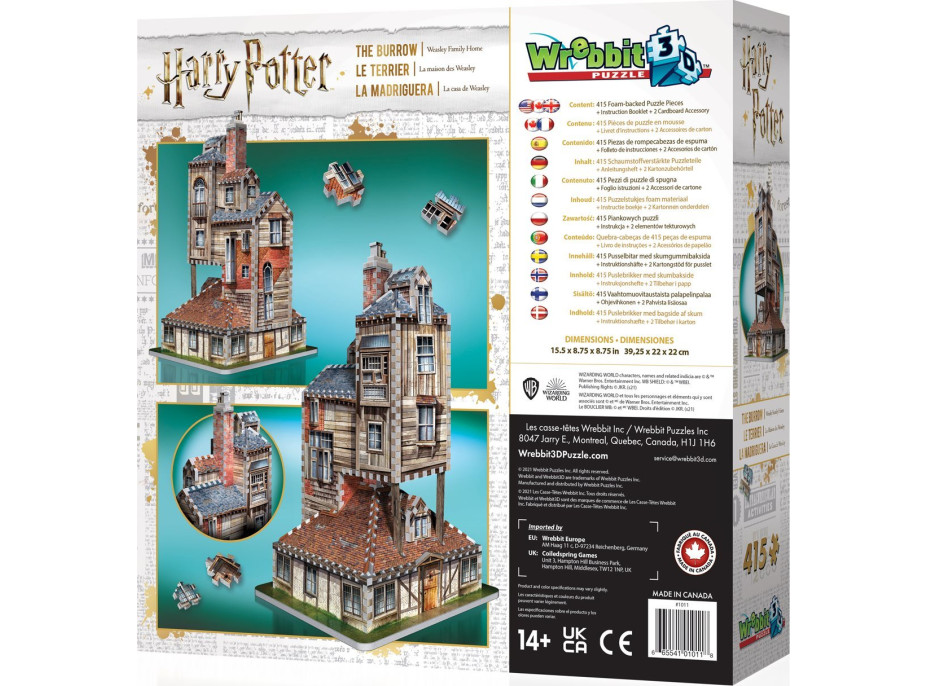 WREBBIT 3D puzzle Harry Potter: Doupě 415 dílků