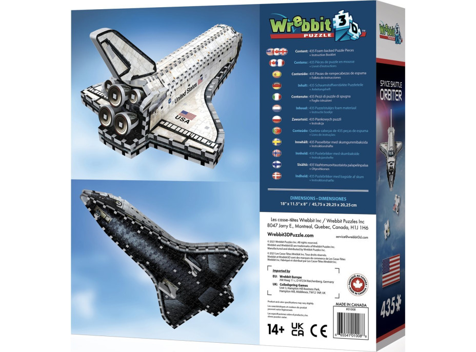 WREBBIT 3D puzzle Raketoplán Orbiter 435 dílků