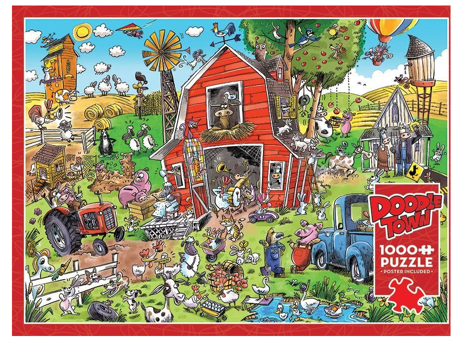 COBBLE HILL Puzzle DoodleTown: Šílená farma 1000 dílků