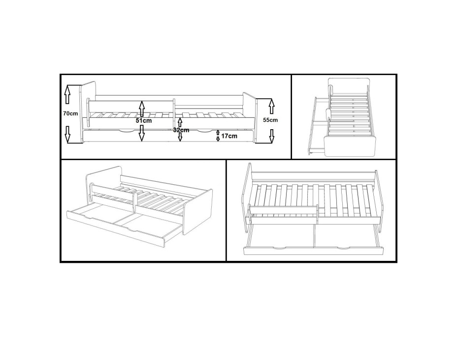 Dětská postel se šuplíkem NORDI 140x70 cm + matrace